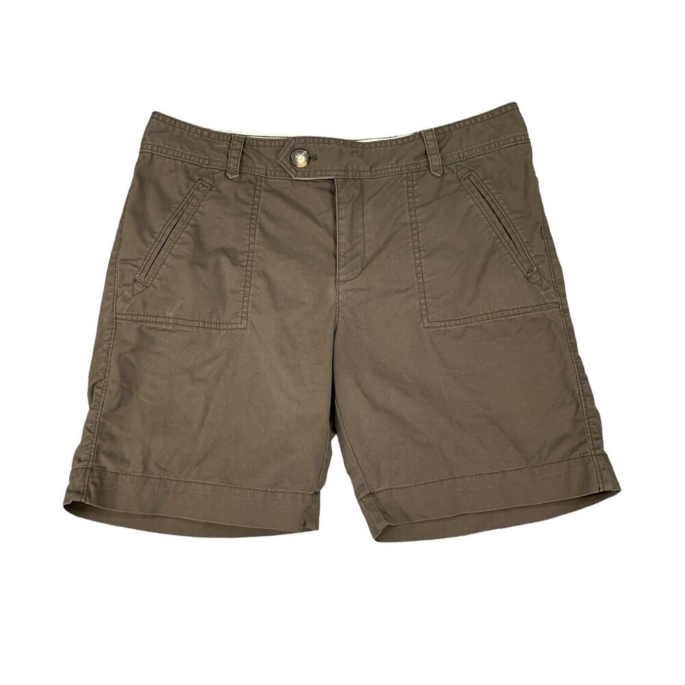 Mercer Shorts Womens 12 Brown Cotton Stretch Flap Pockets Breathable Chino